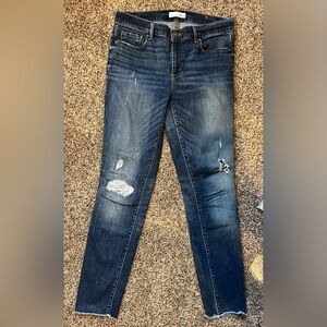 LOFT Modern Skinny Factory Destroyed Raw Hem Jeans Size 6
